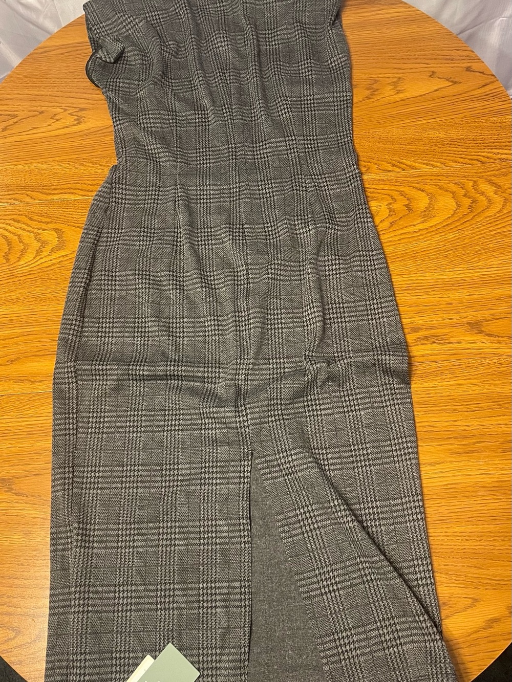 HALARA High Neck Sleeveless Bodycon Houndstooth Plaid Midi Work Dress - Picture 10 of 13
